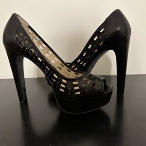 Michael Kors black leather platform heels